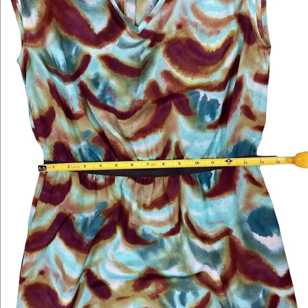 LOFT Green, Brown, & Deep Purple V-Neck Dress, Size 2‎